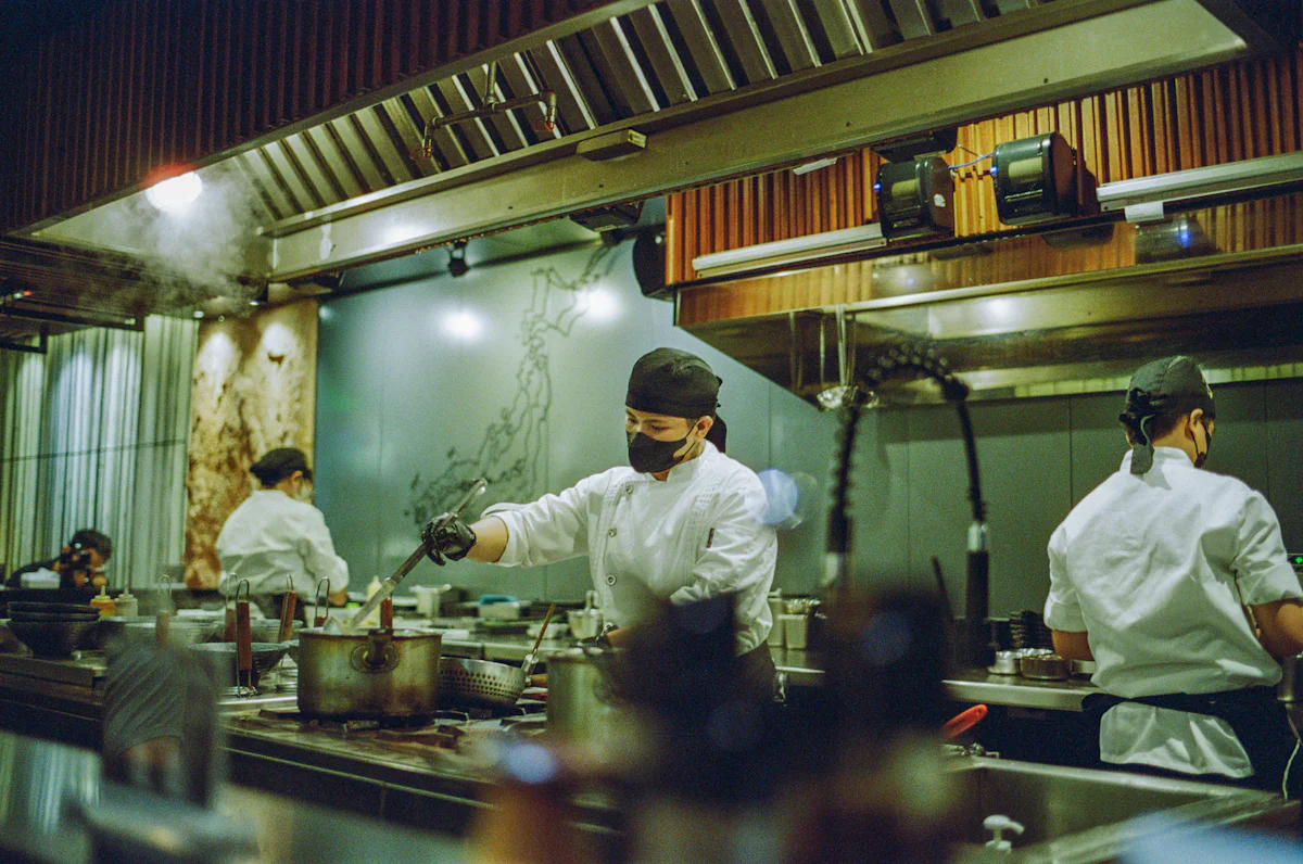A busy restaurant kitchen during service